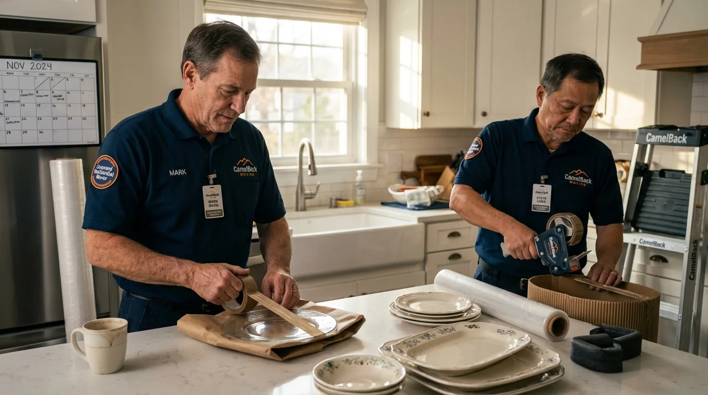 Professional crew packing kitchen dishware in Henderson, KY